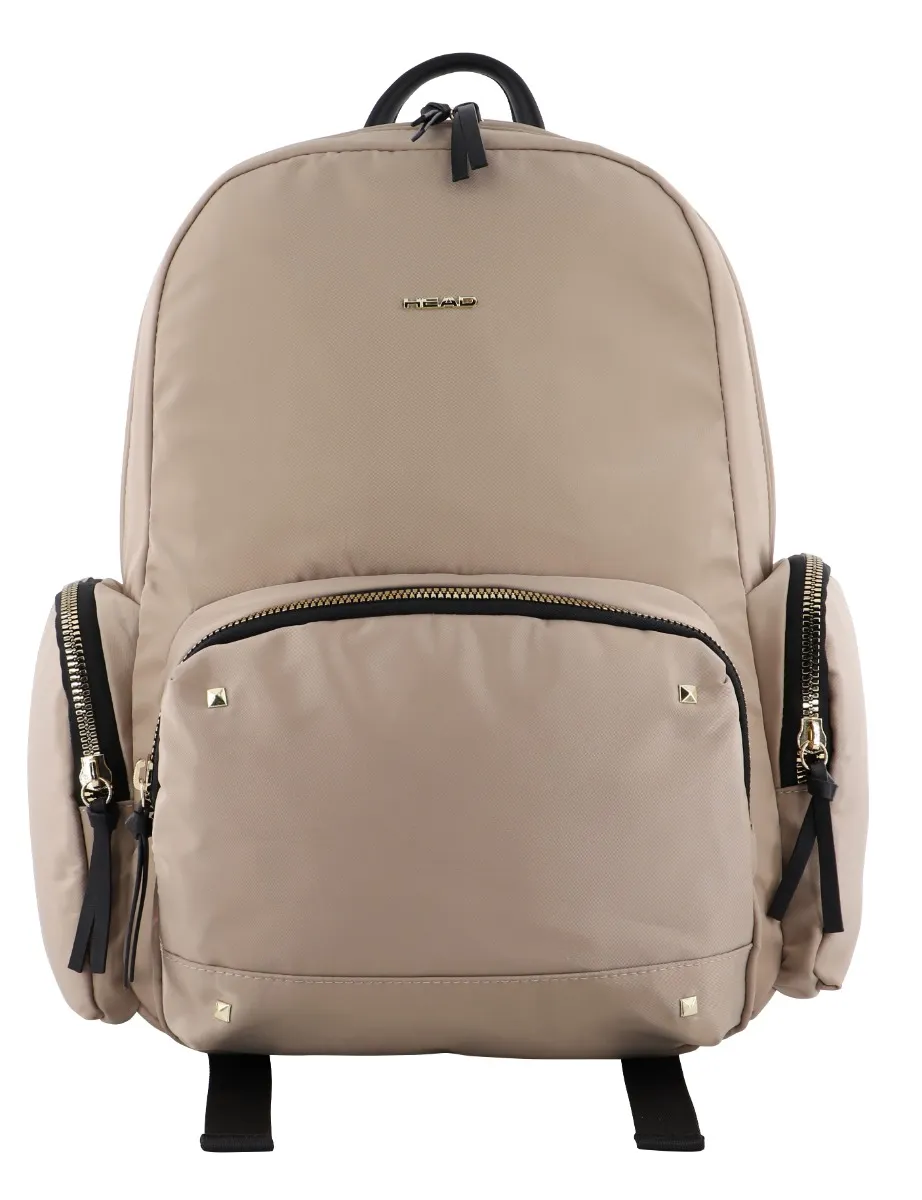 Mochila Gold Ejecutiva Tachas Beige Mujer Head-4
