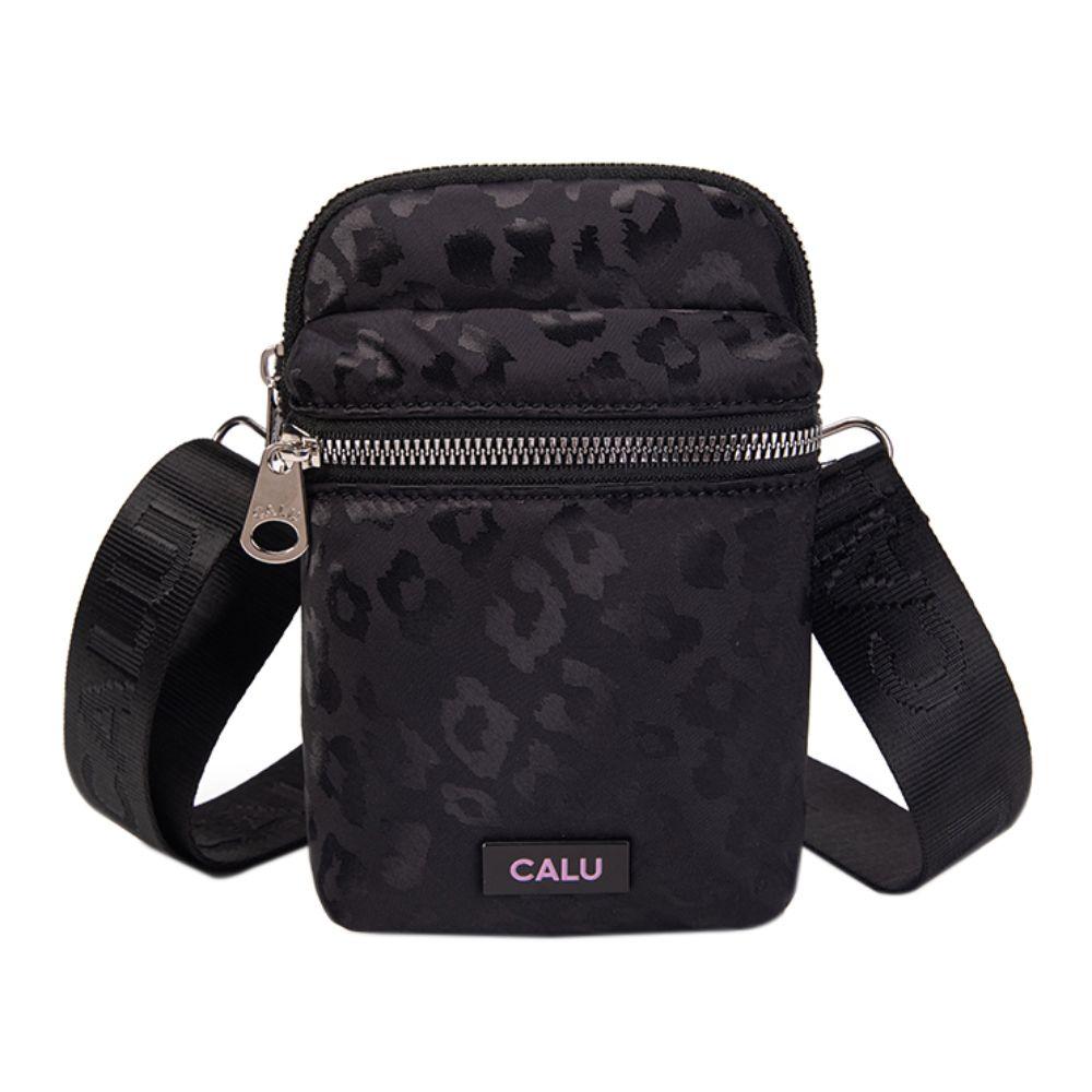 Porta Celular Bandolera Cleopatra Animal Print Negro Calu-2