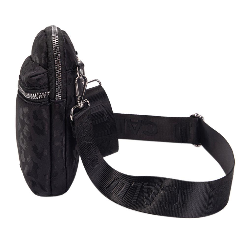Porta Celular Bandolera Cleopatra Animal Print Negro Calu-5