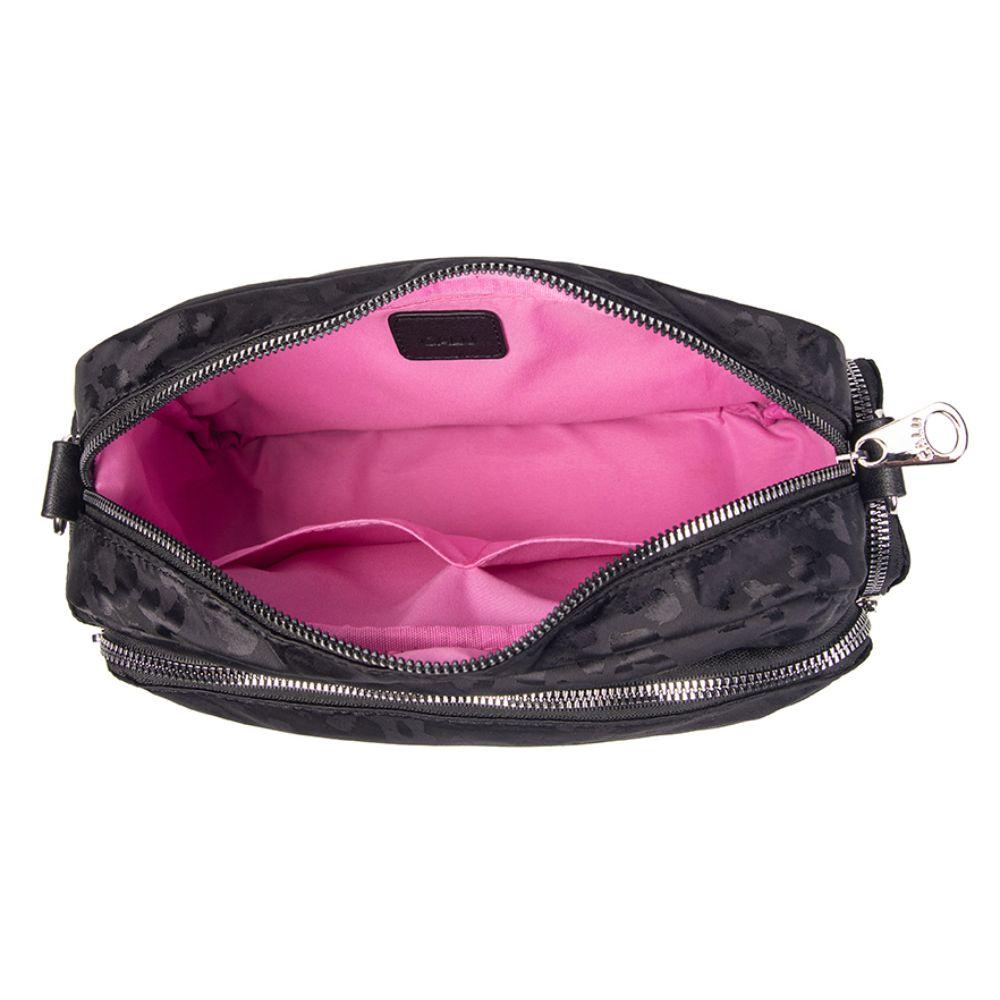 Cartera Bandolera Lavanda Animal Print Negro Calu-2