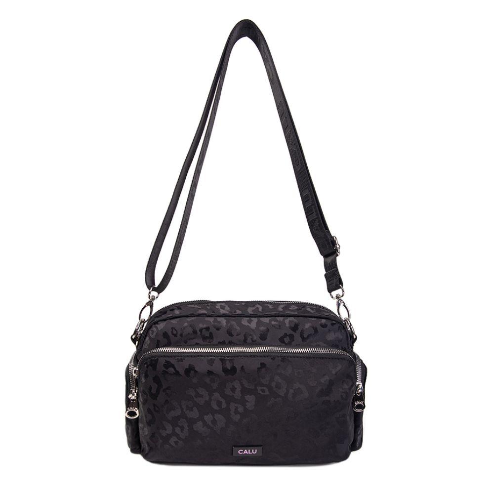 Cartera Bandolera Lavanda Animal Print Negro Calu-3