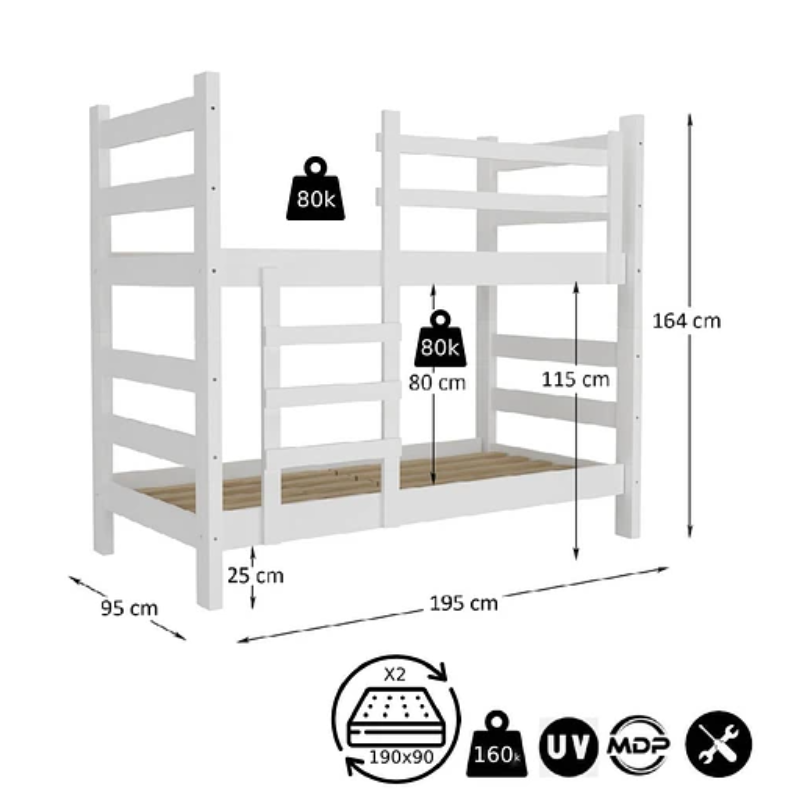 Camarote Litera Essenciale Cr Blanco Con Escalera-4