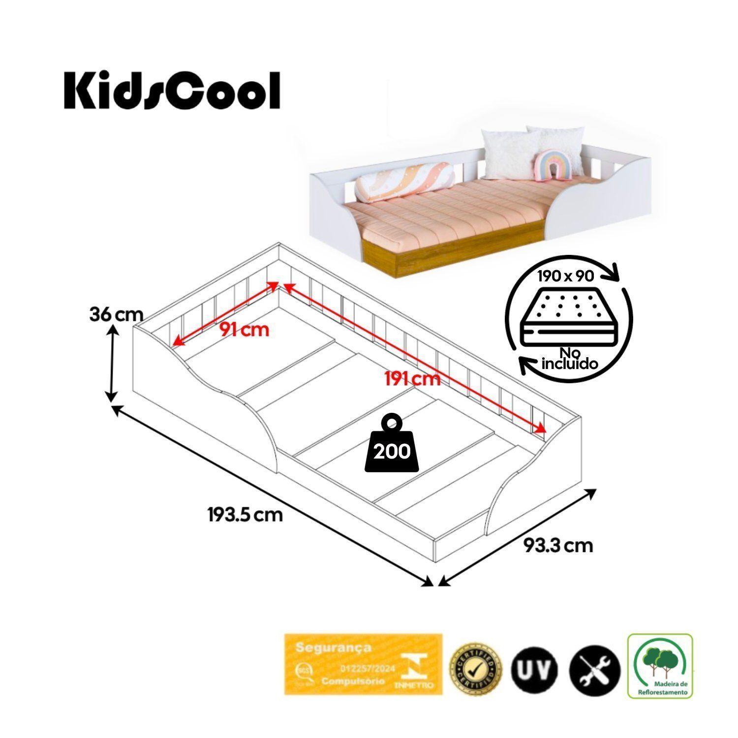 Cama Infantil 1 Plaza Montessori Memphis Kidscool Blanca -7