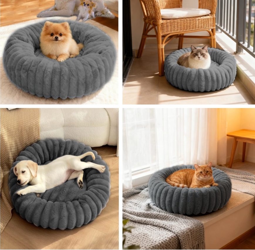 Cama Nido Donut Mascotas S Gris 50 cm Antiansiedad Perro y Gato-2