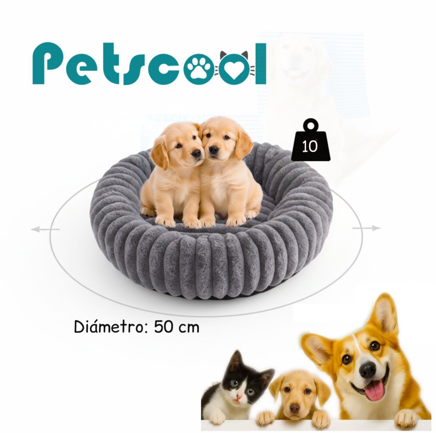 Cama Nido Donut Mascotas S Gris 50 cm Antiansiedad Perro y Gato-5