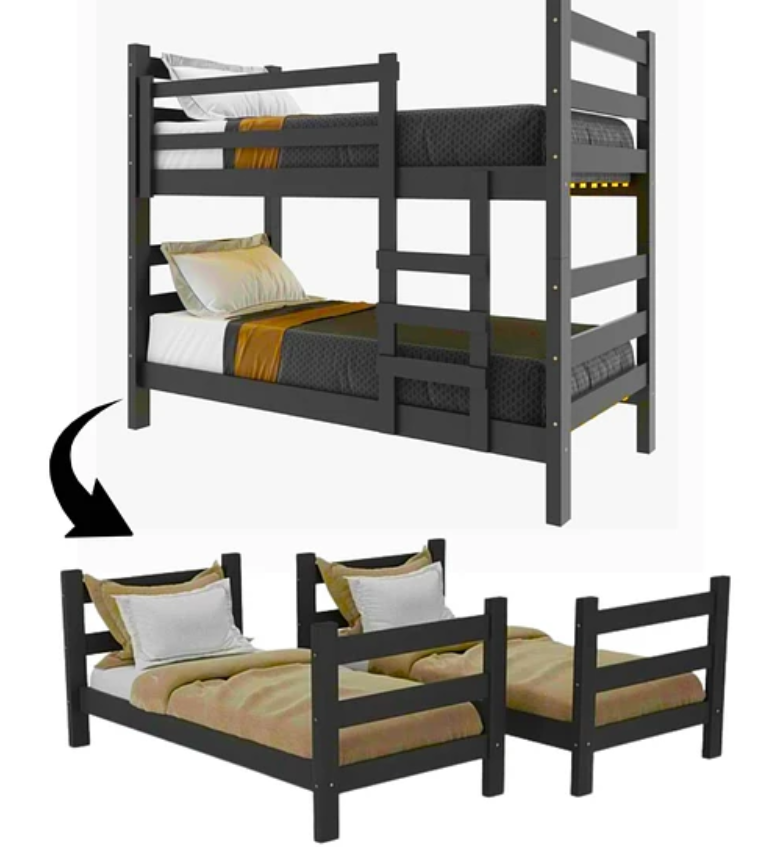 Camarote Litera Essenciale Cr Negro Con Escalera-2