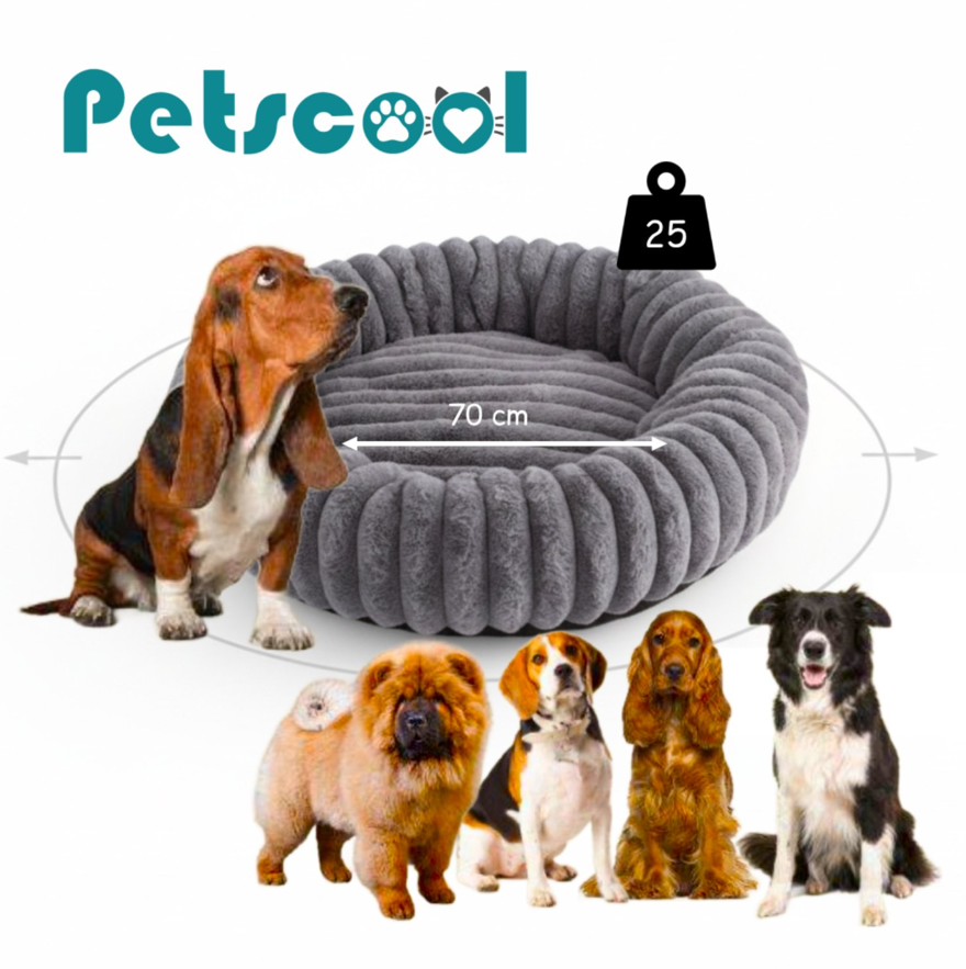 Cama Nido Donut Para Mascotas L Gris 70 cm Antiansiedad Multimascota-5
