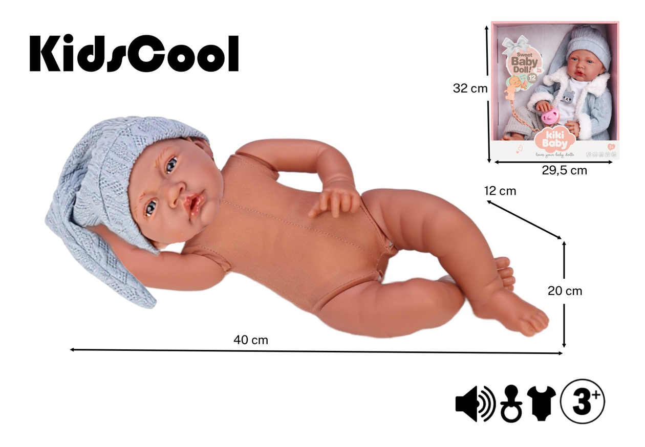 Muñeco Niño Bebé Realista 40cm Con 12 Sonidos De Apego Celeste-5