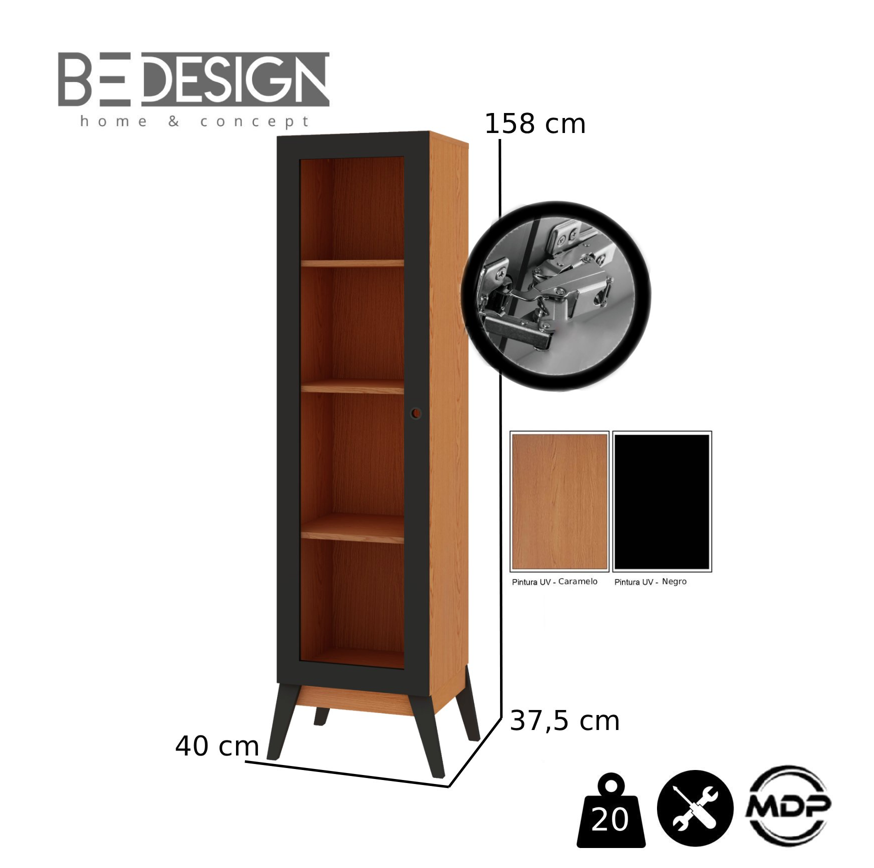 VITRINA 1 PUERTA MALTA  CARAMELO NEGRO-2