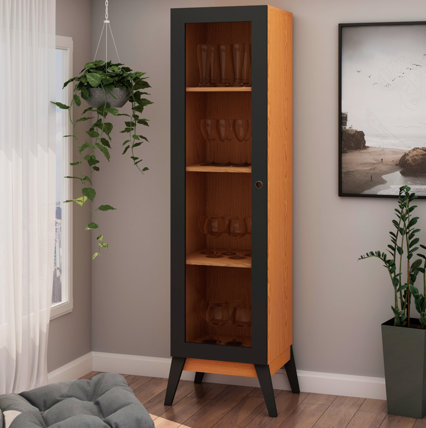 VITRINA 1 PUERTA MALTA  CARAMELO NEGRO-3