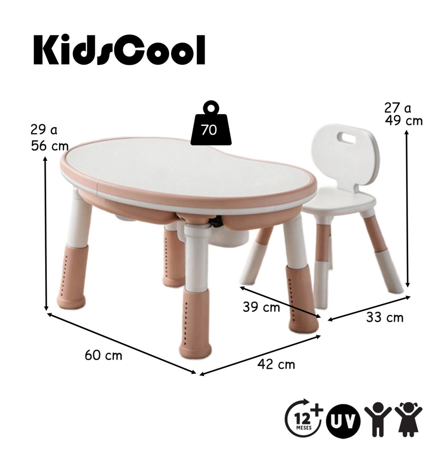 Mesa Escritorio Infantil Rosada Con Silla y Altura Regulable-4