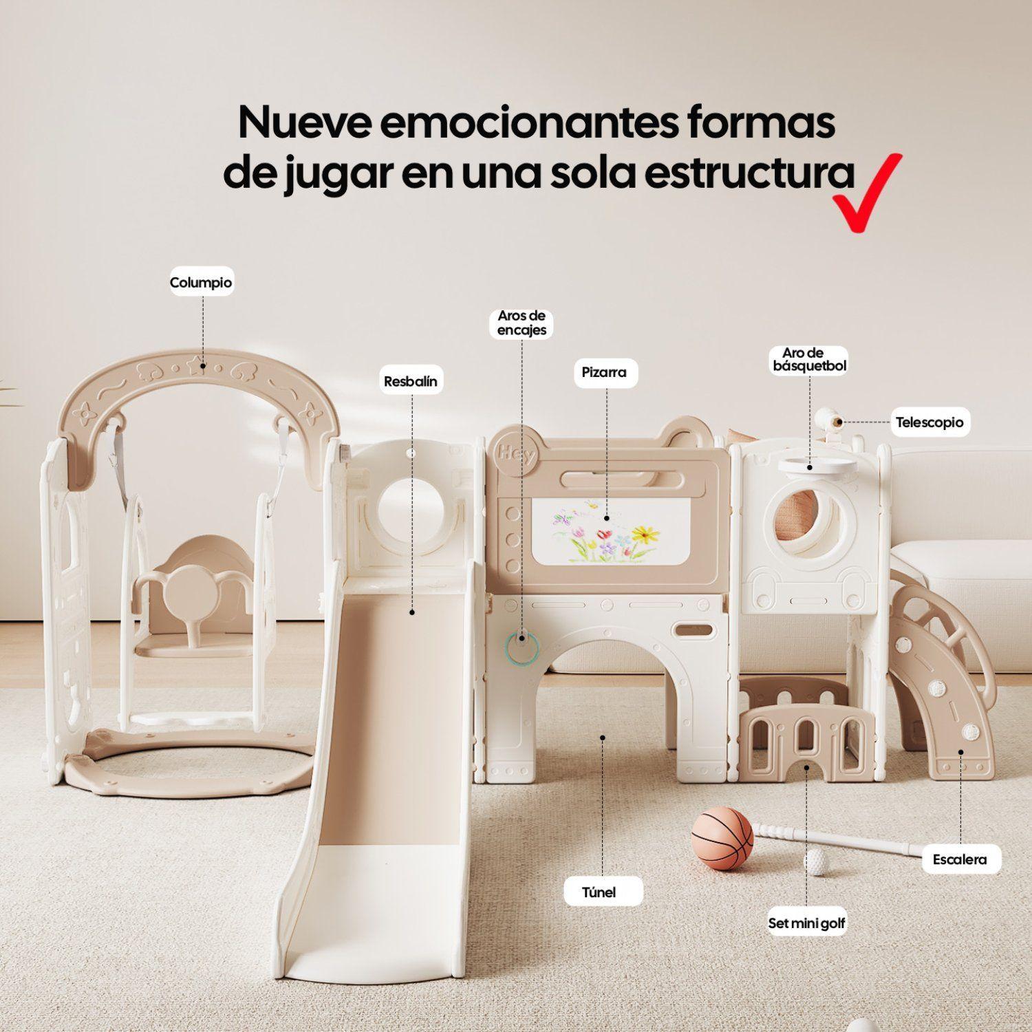 Resbalín Columpio Centro De Juegos 9 en 1 Kidscool Blanco -4