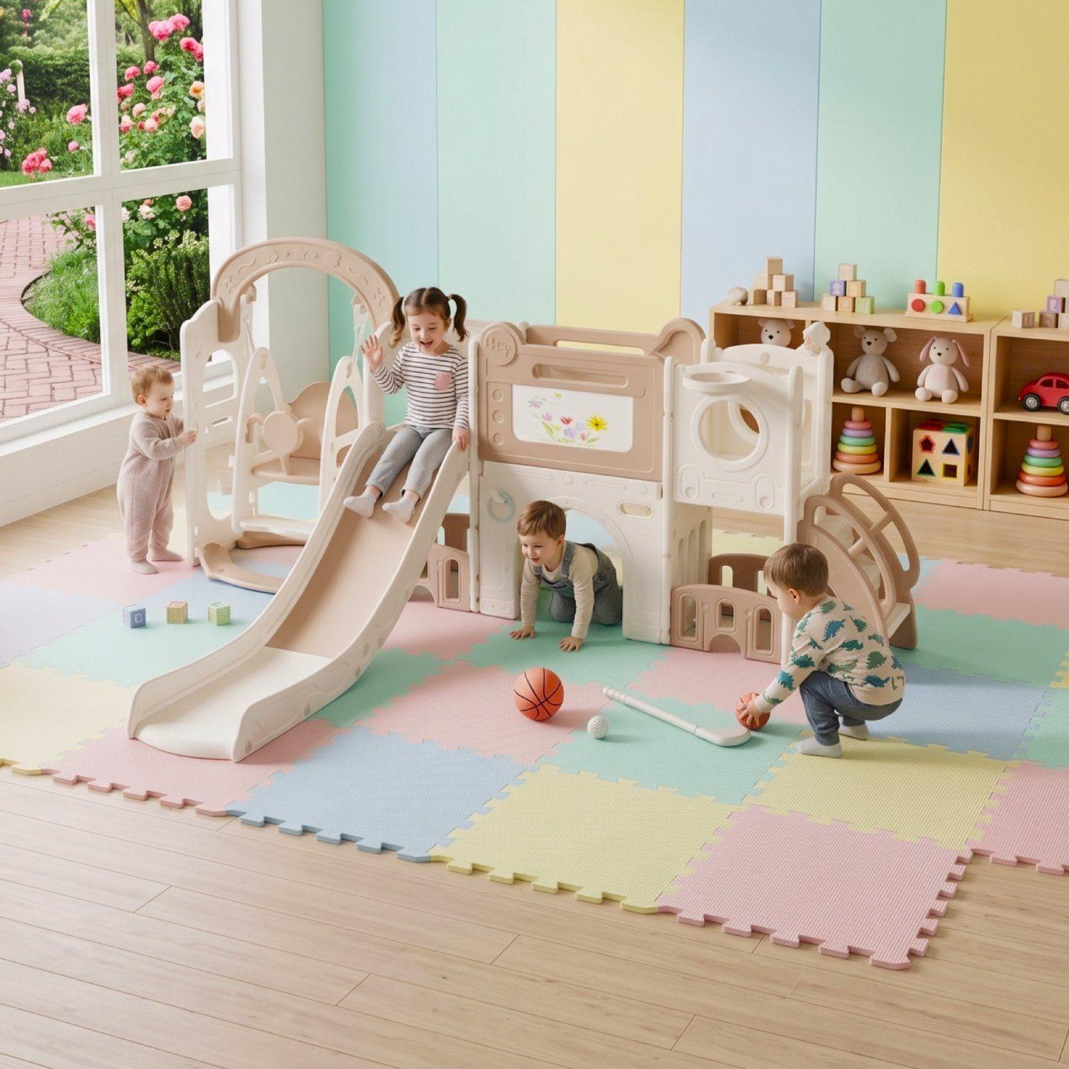Resbalín Columpio Centro De Juegos 9 en 1 Kidscool Blanco -6