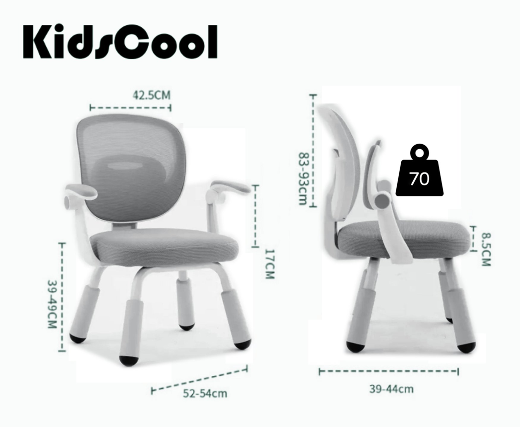 Silla Escritorio Ergonómica Infantil Gris-3