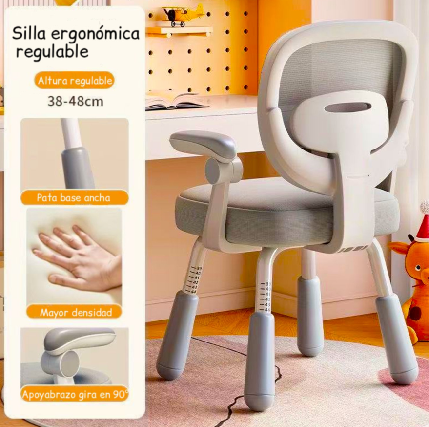 Silla Escritorio Ergonómica Infantil Gris-5