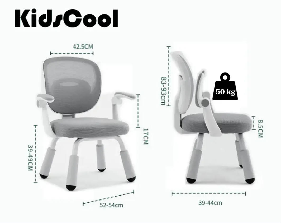 Silla Escritorio Ergonómica Infantil Gris-6