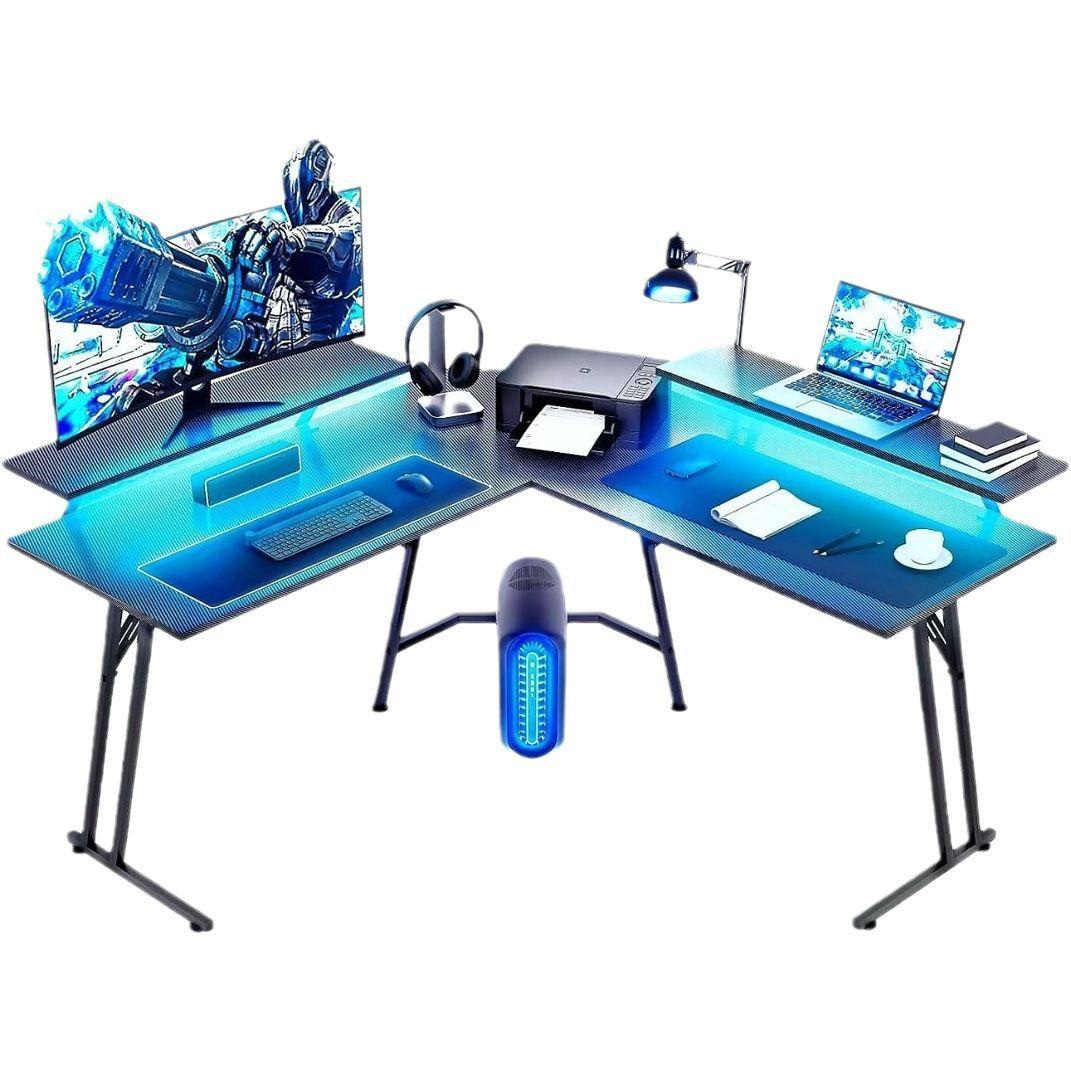 Escritorio Gamer En L Be Design con Luces LED y Cubierta Carbono Negro -4