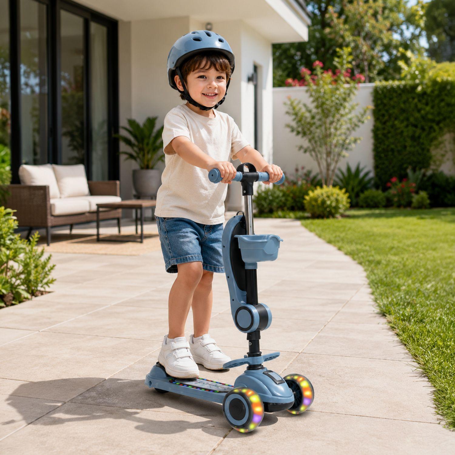 Scooter Infantil 3 En 1 Kidscool Plegable Con Asiento -6