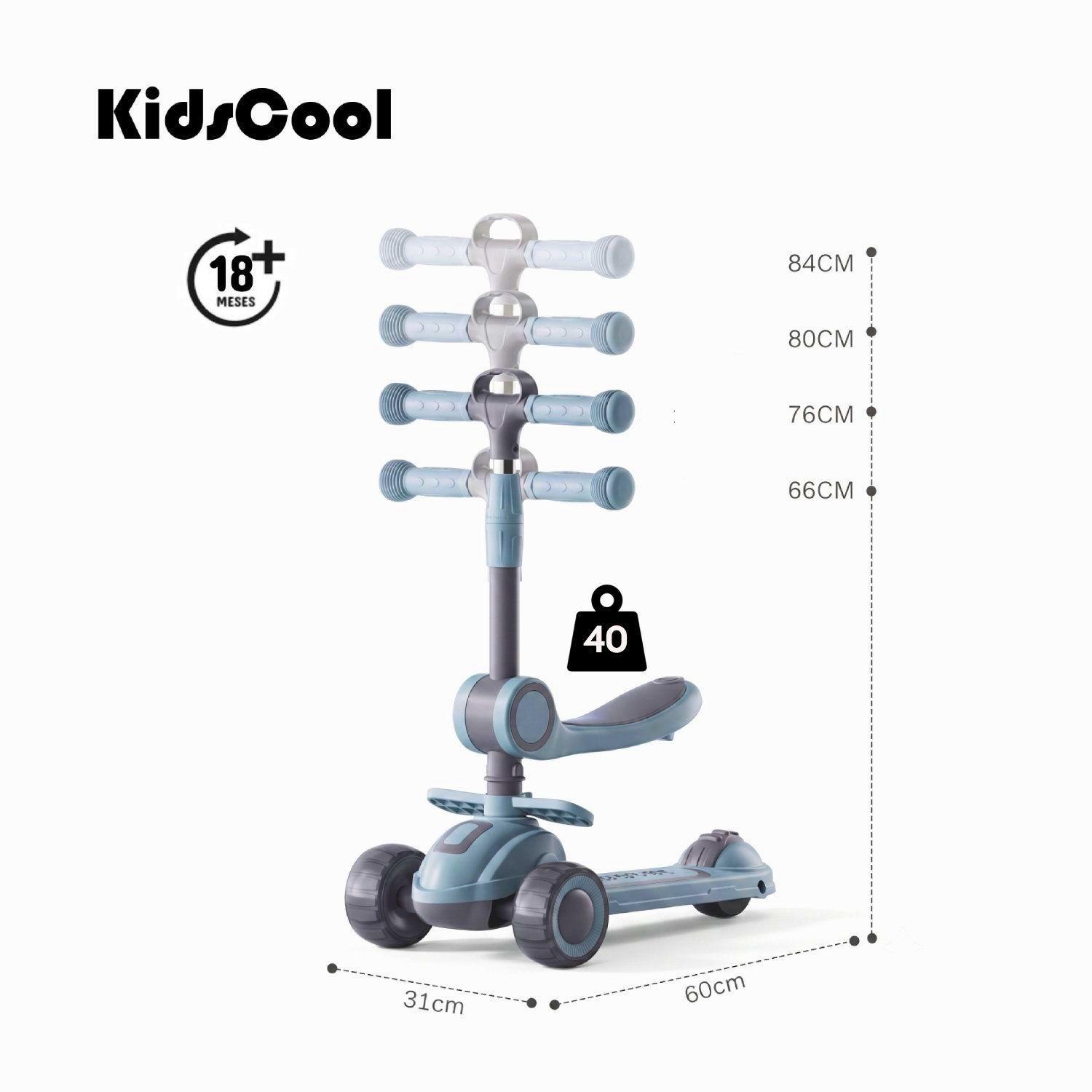 Scooter Infantil 3 En 1 Kidscool Plegable Con Asiento -7