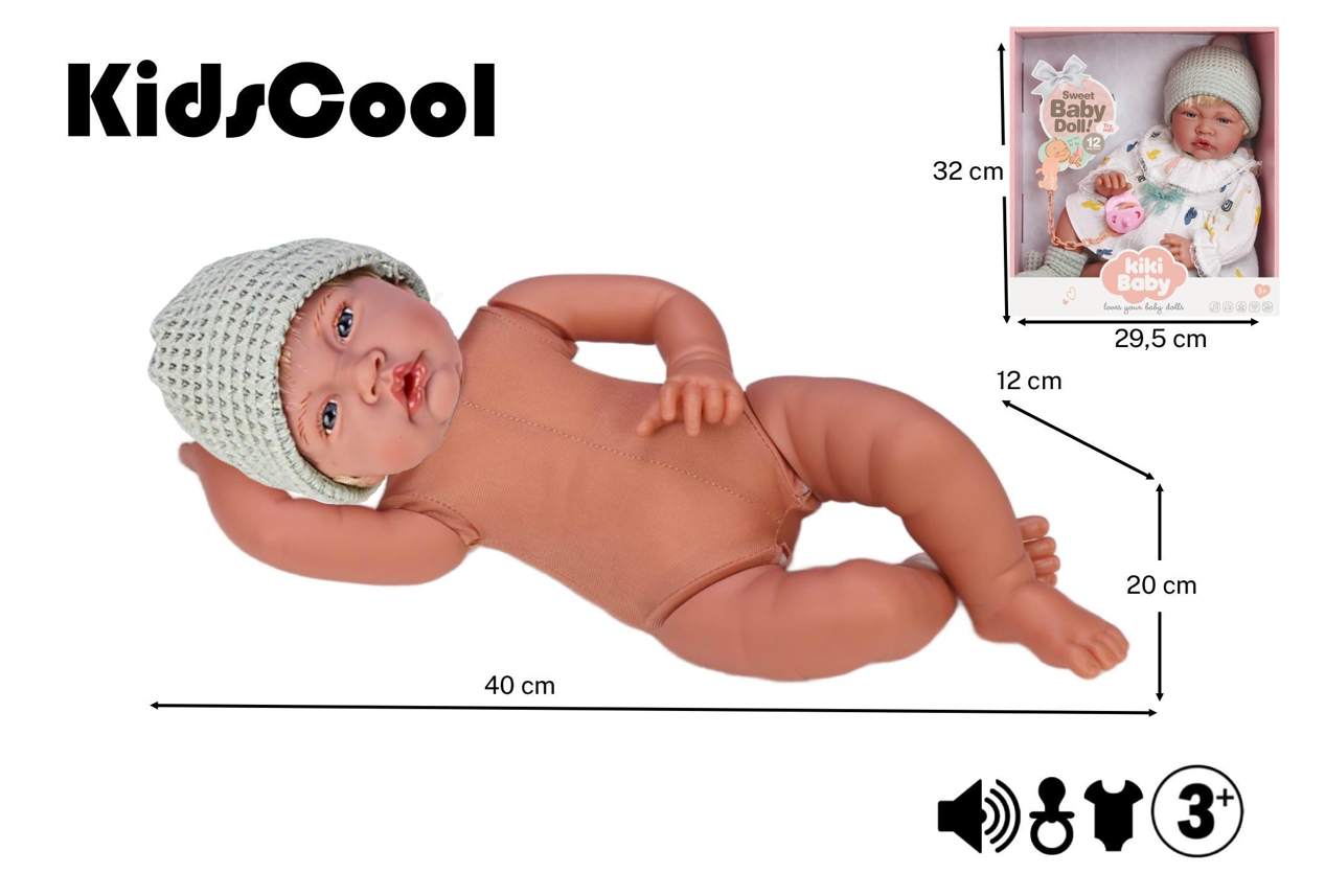Muñeca Bebé Realista 40cm Con 12 Sonidos De Apego Blanco-4
