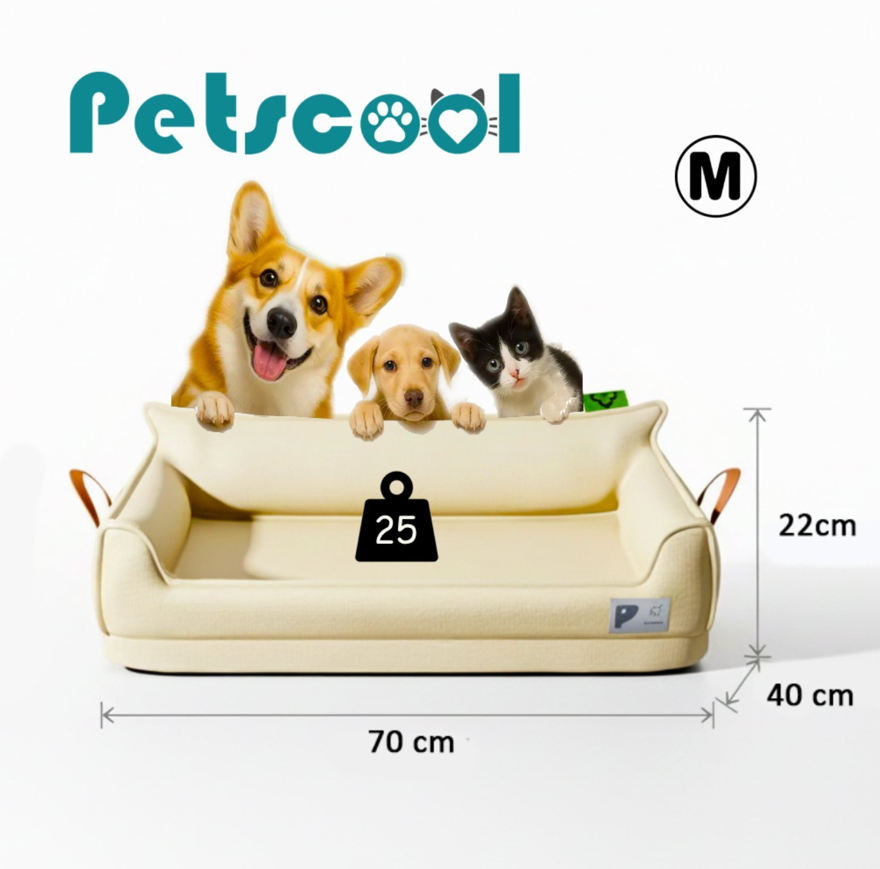 Cama Sofá de Perro 4 Estaciones Impermeable Eco cuero Beige Talla M hasta 25 kg-5