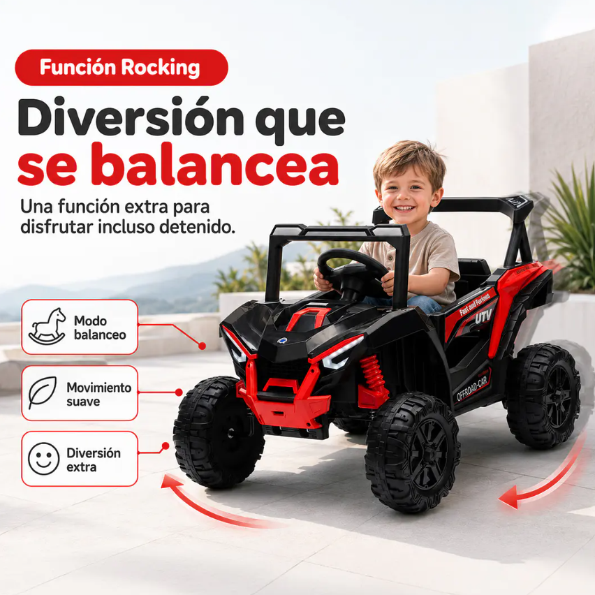 Auto A Batería Buggy Negro 4x2 12V Kidscool Control Remoto y Balanceo-3