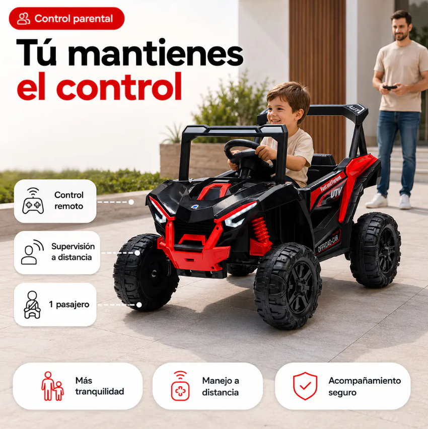 Auto A Batería Buggy Negro 4x2 12V Kidscool Control Remoto y Balanceo-6