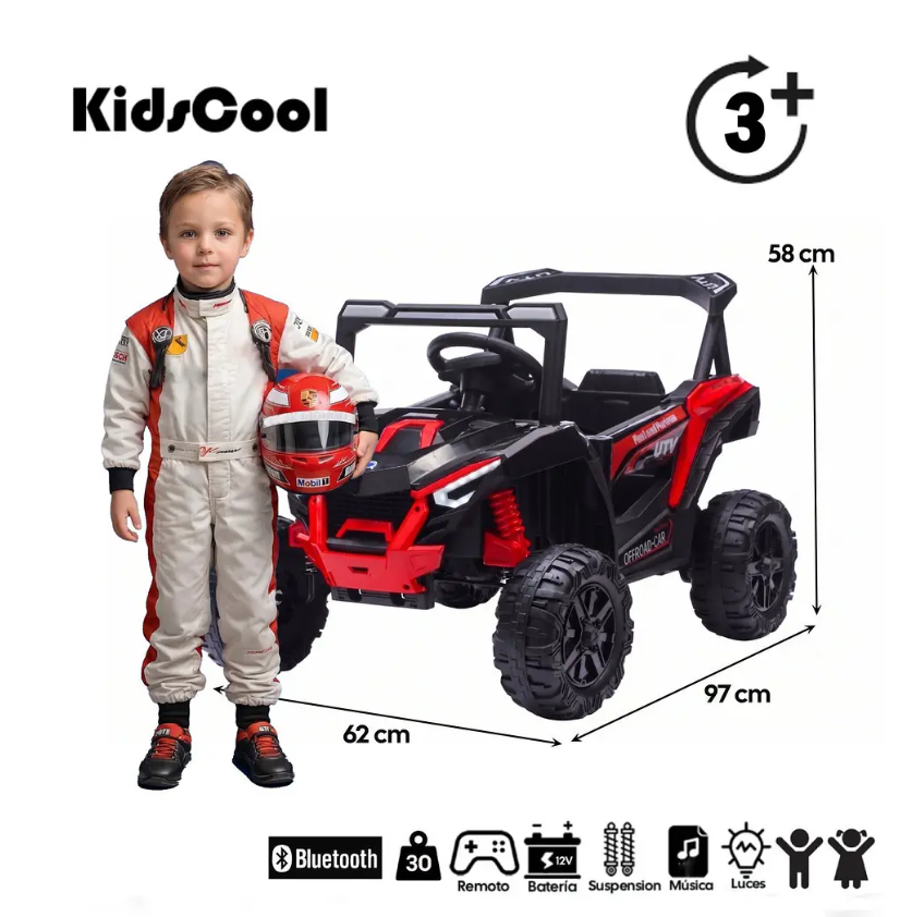 Auto A Batería Buggy Negro 4x2 12V Kidscool Control Remoto y Balanceo-7