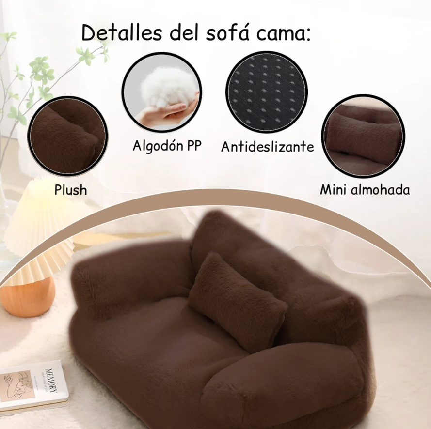 Cama Sofá Antiestrés Perro y Gato M Café Lavable-2