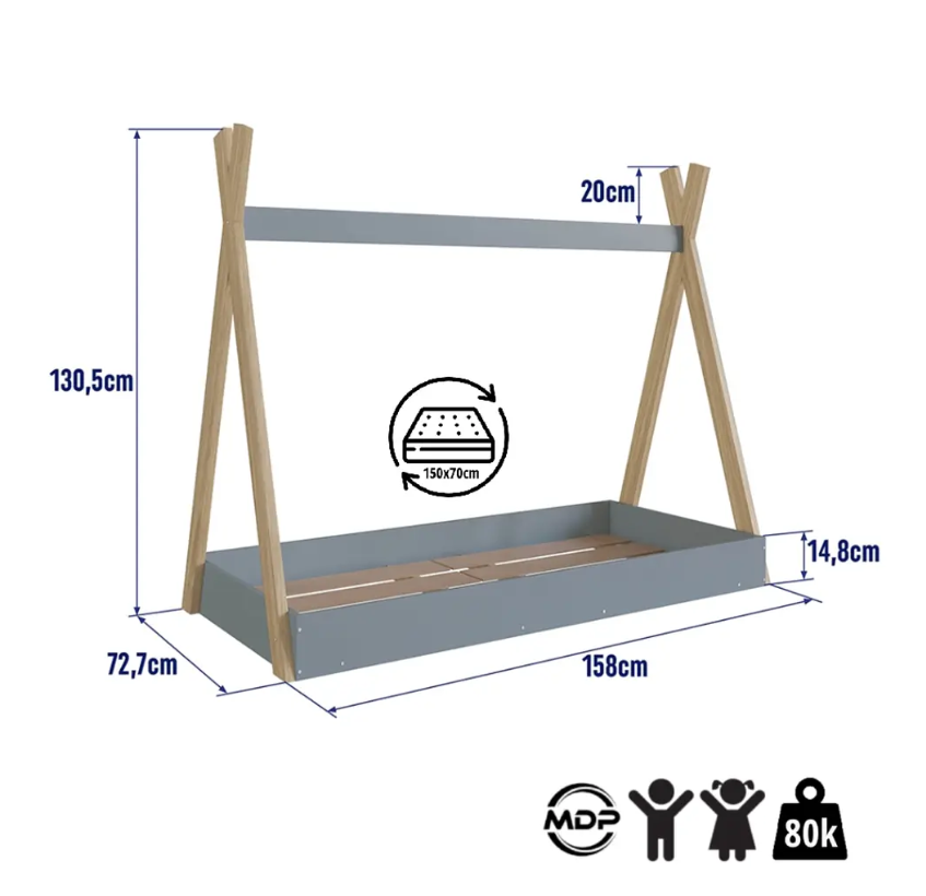 CAMA INFANTIL MONTESSORI AZUL-2
