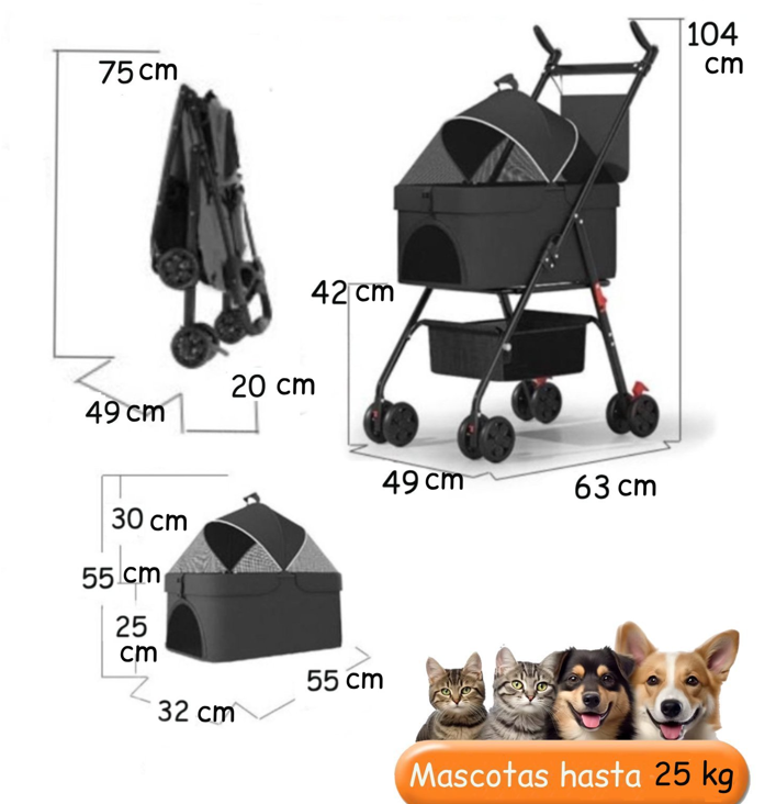 Coche Para Mascotas Plegable Desmontable -5