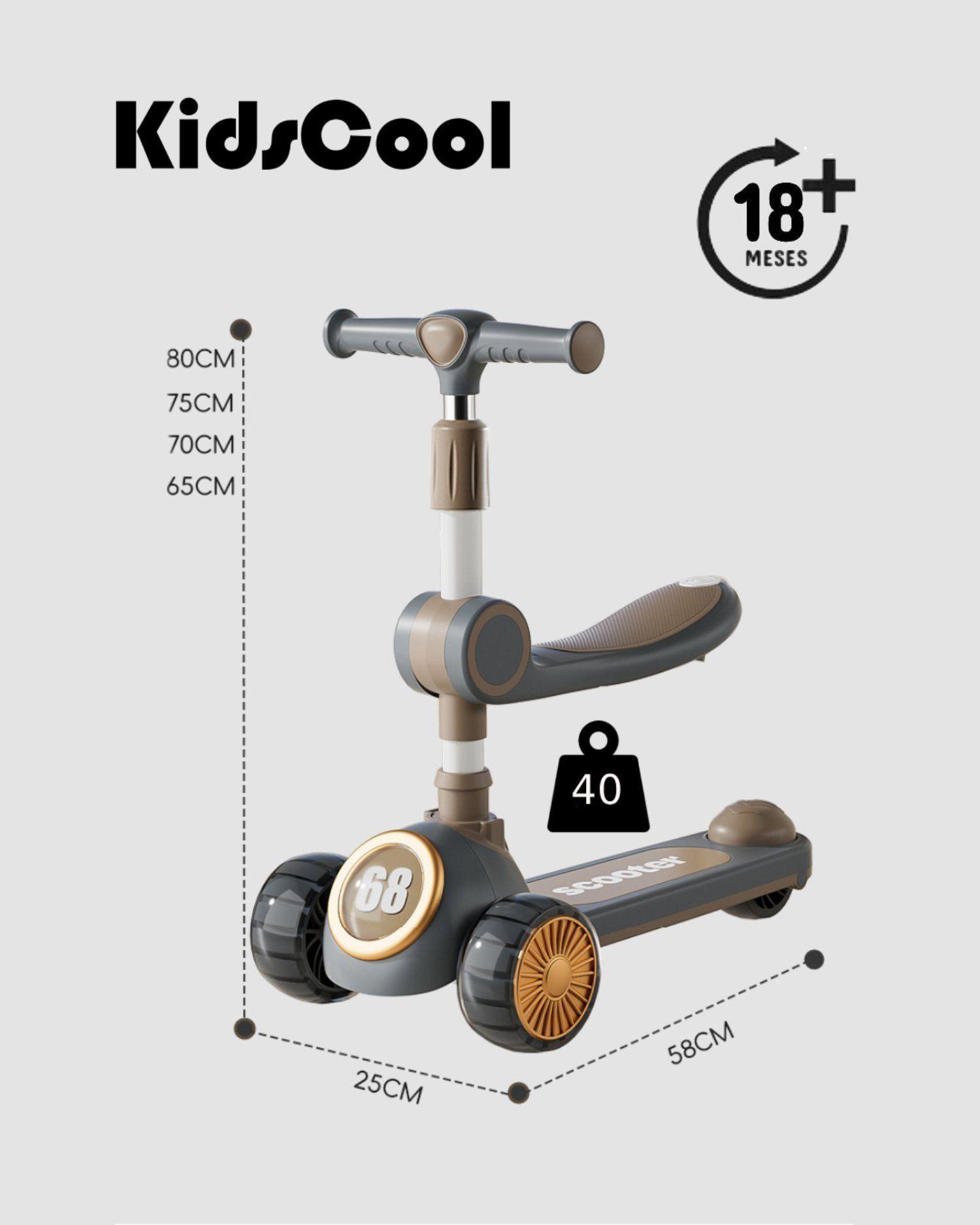 Scooter Infantil 3 en 1 Plegable Con Asiento Gris-6