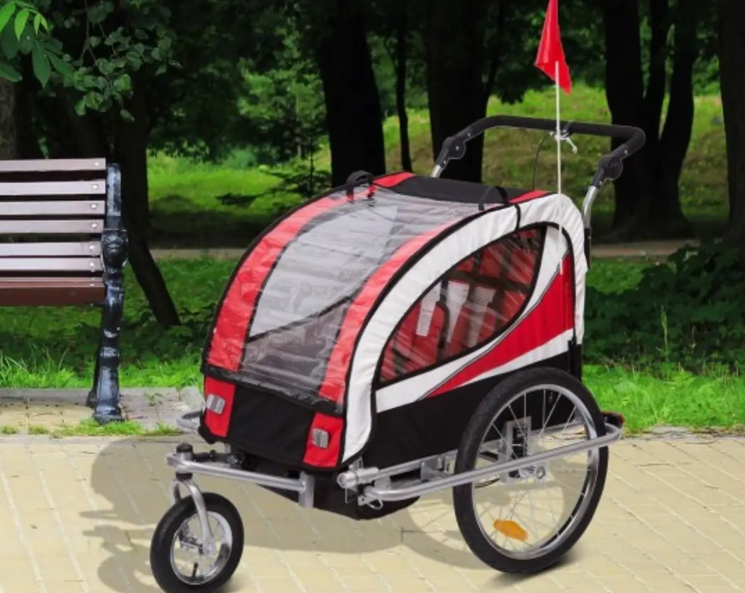 CARRITO JOGGER BABY TRAILER PARA 2 NIÑOS ROJO-2