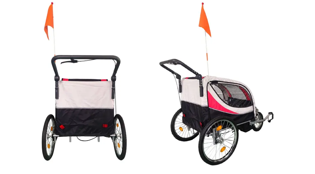 CARRITO JOGGER BABY TRAILER PARA 2 NIÑOS ROJO-3