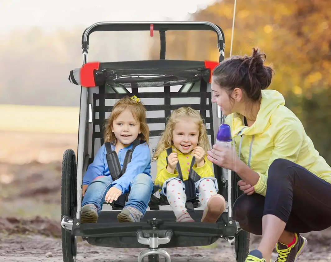CARRITO JOGGER BABY TRAILER PARA 2 NIÑOS ROJO-5