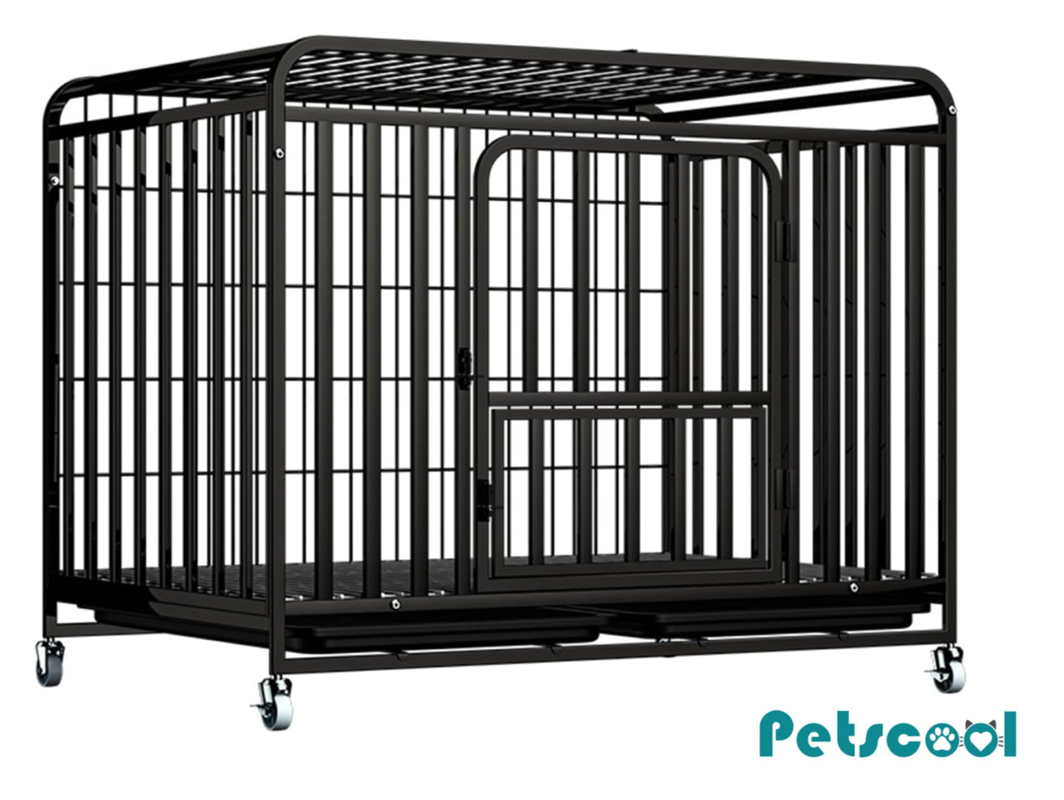 Jaula Corral Para Perro y Gato XL Doble Puerta Con Bandeja y Ruedas -0