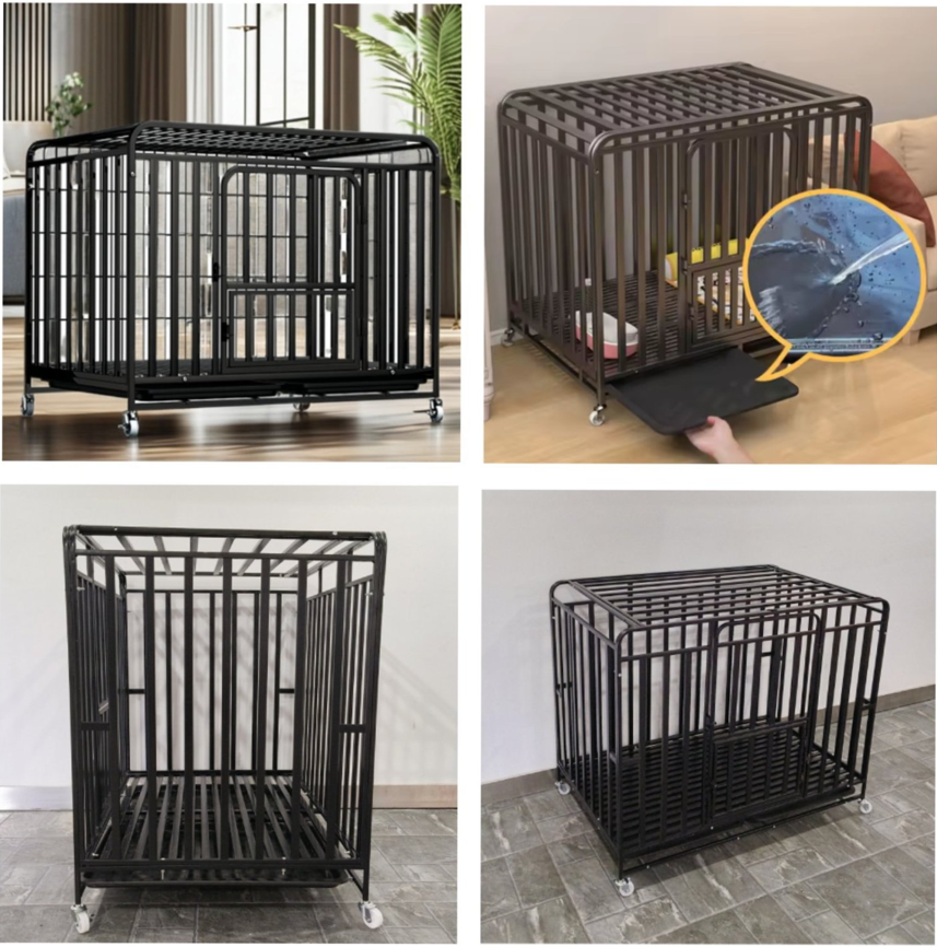 Jaula Corral Para Perro y Gato XL Doble Puerta Con Bandeja y Ruedas -3