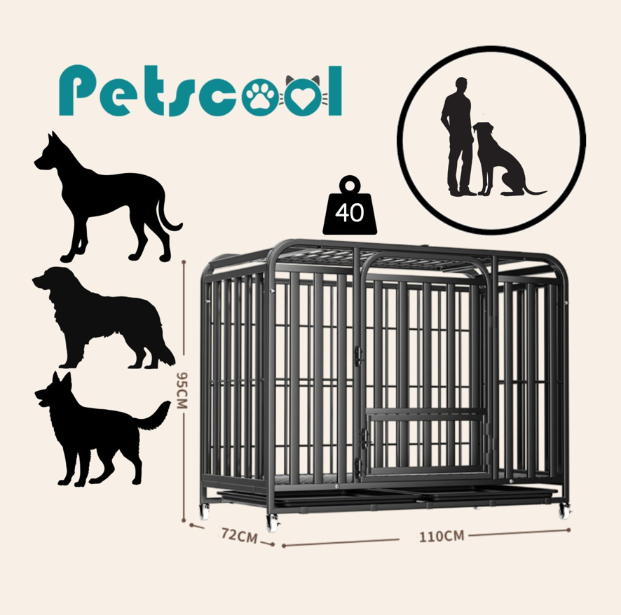 Jaula Corral Para Perro y Gato XL Doble Puerta Con Bandeja y Ruedas -5