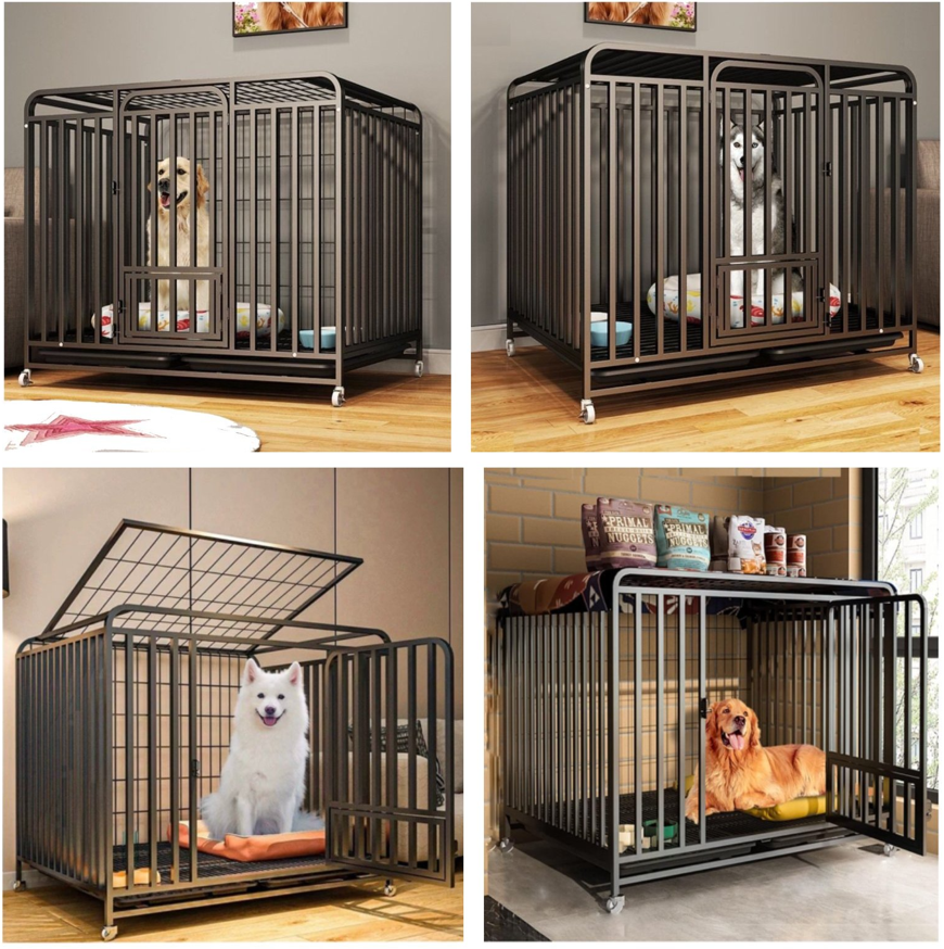 Jaula Corral Para Perro y Gato XL Doble Puerta Con Bandeja y Ruedas -6