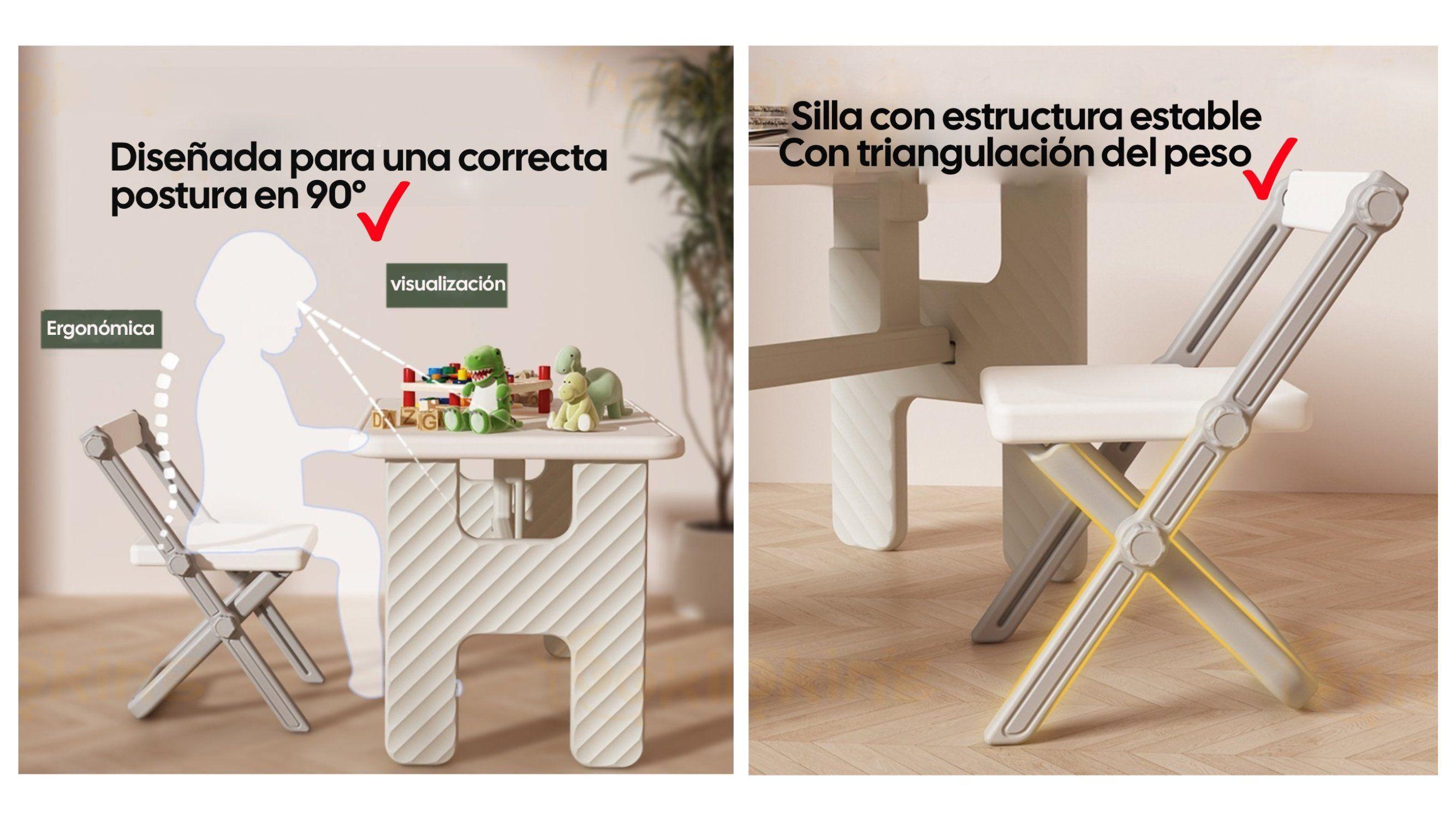Mesa y Silla Infantil Doblemente Plegable Kidscool Estilo Nórdico-4