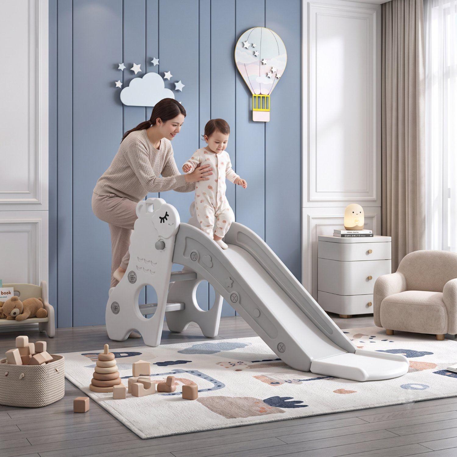 Resbalín Infantil Plegable Kidscool Centro De Juegos Crudo Gris-2