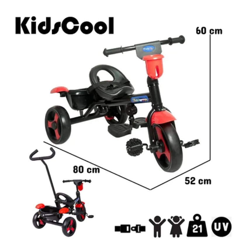 Triciclo 2 Funciones En 1 Rojo-3