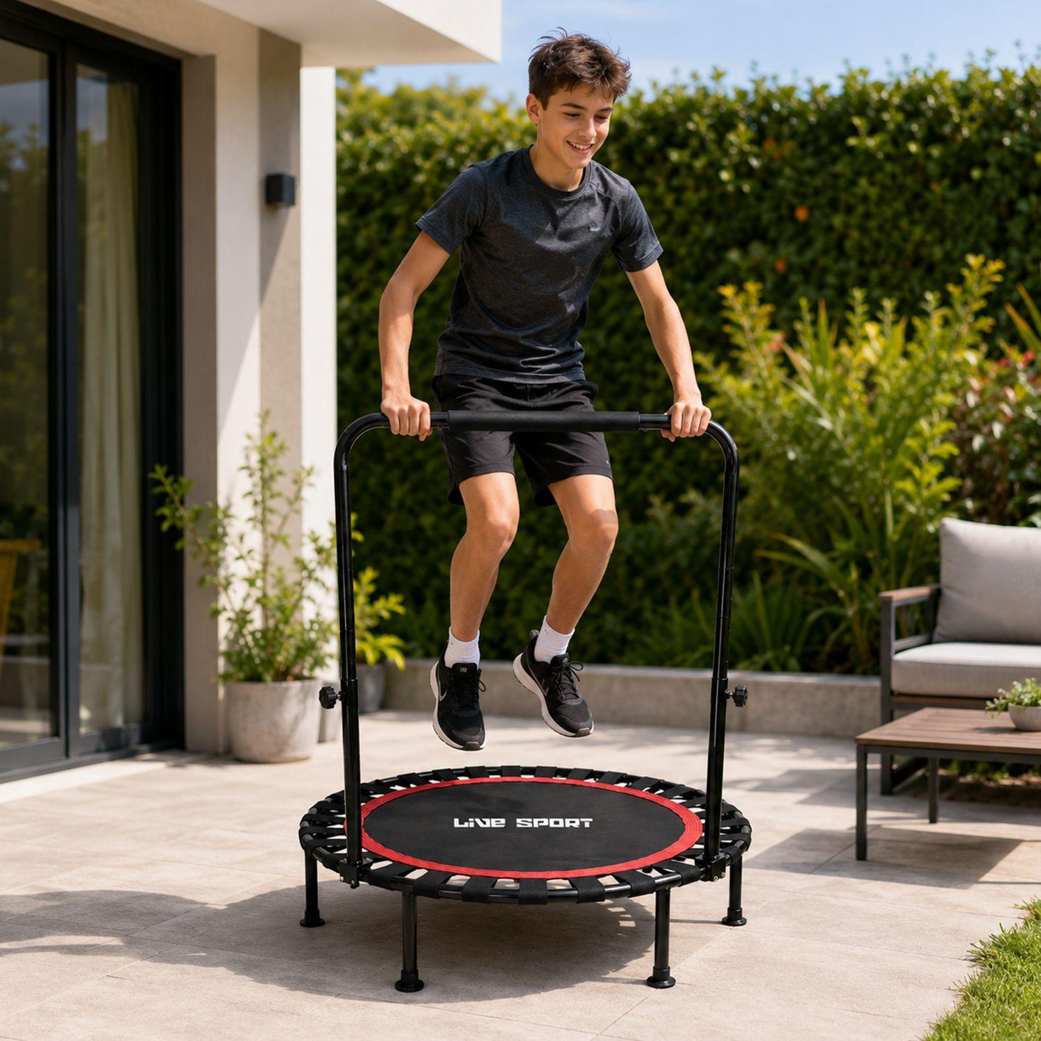 Trampolín Fitness 100 cm Con Manillar En U Plegable Live Sport -6