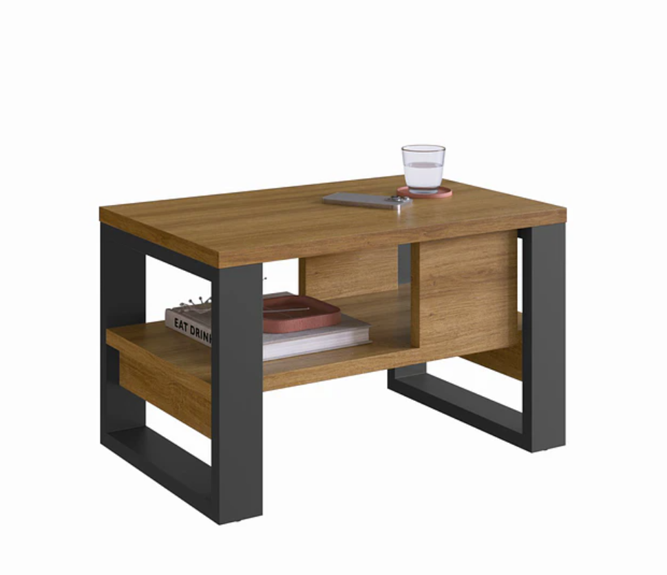 Mesa de Centro Moderna Industrial Madera Grafito-1