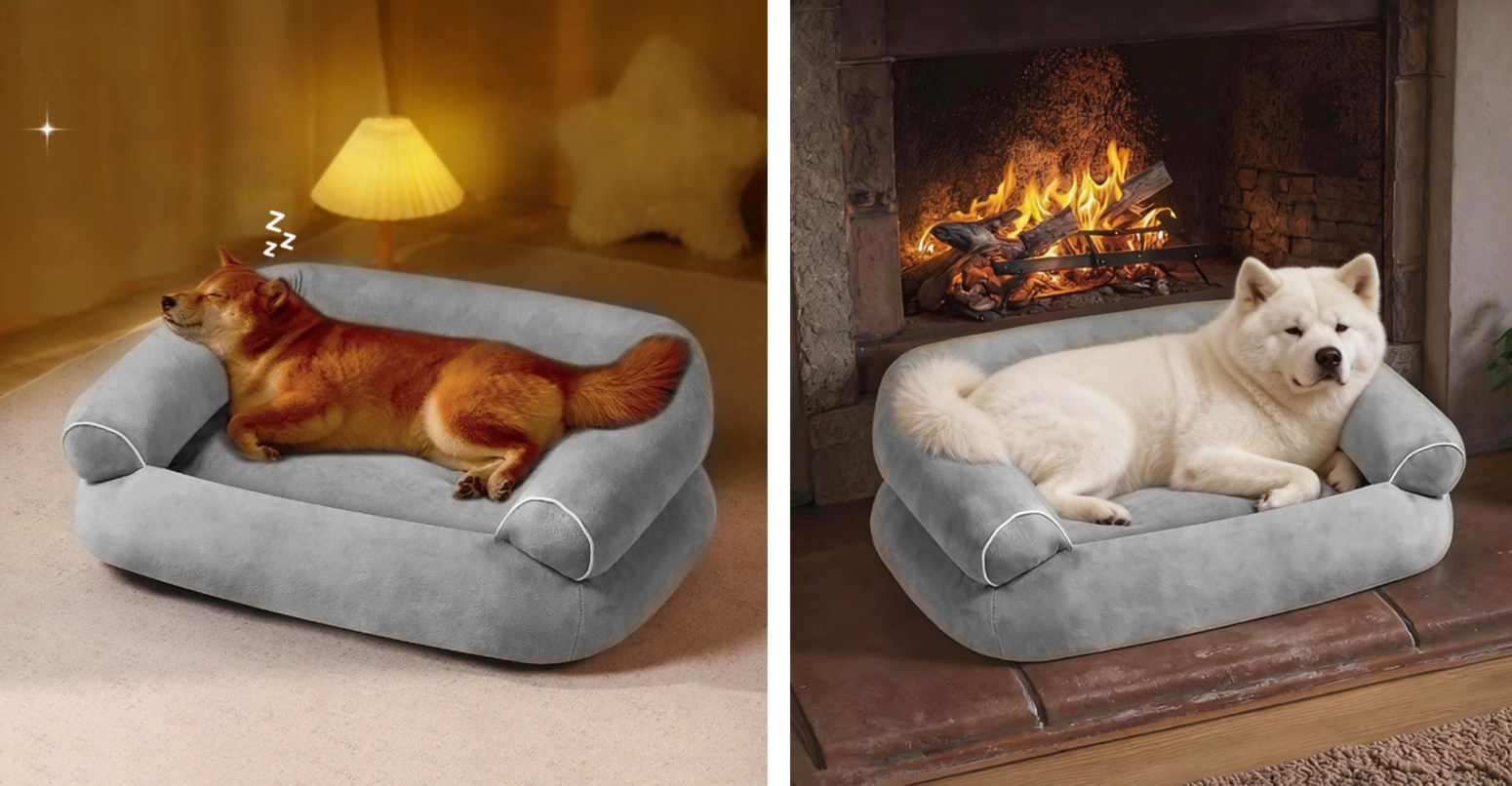 Cama Sofá Para Perros Medianos 70x55 cm Gris Lavable y Ortopédica-3