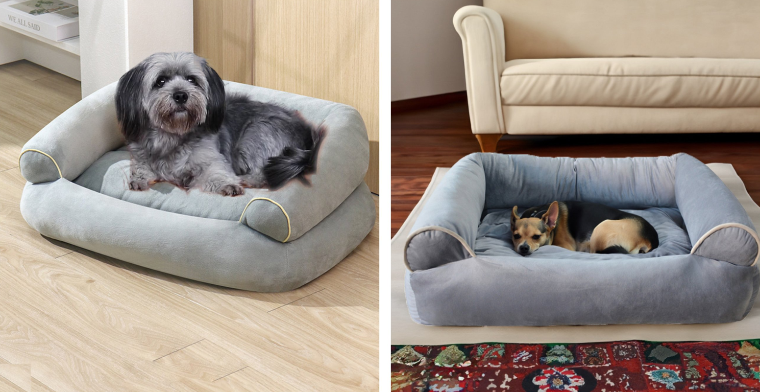 Cama Sofá Para Perros Medianos 70x55 cm Gris Lavable y Ortopédica-4