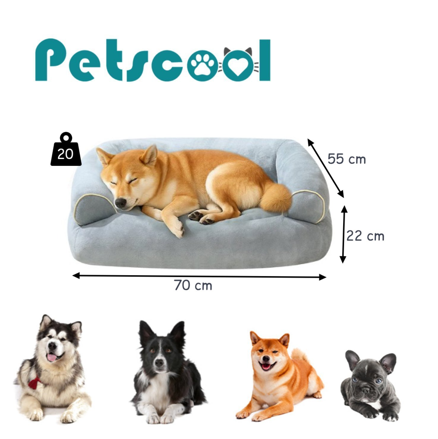 Cama Sofá Para Perros Medianos 70x55 cm Gris Lavable y Ortopédica-5
