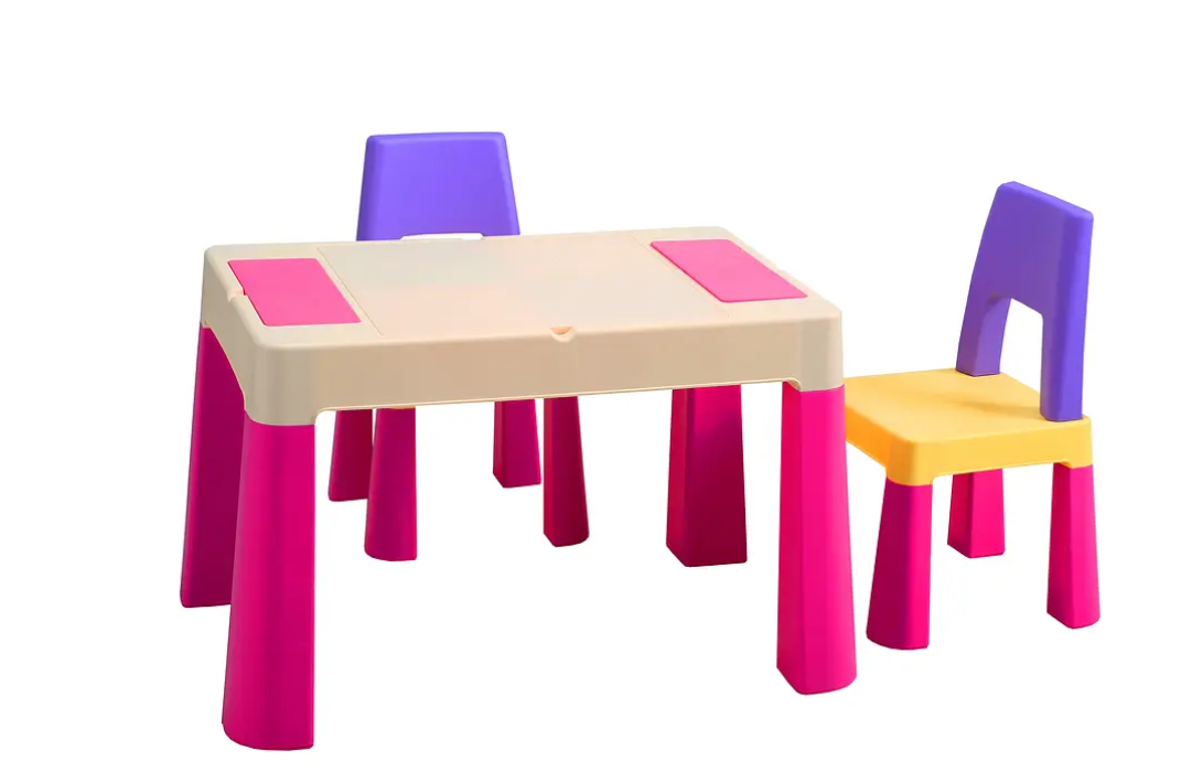 JUEGO DE MESA + 2 SILLAS ROSADO               -0