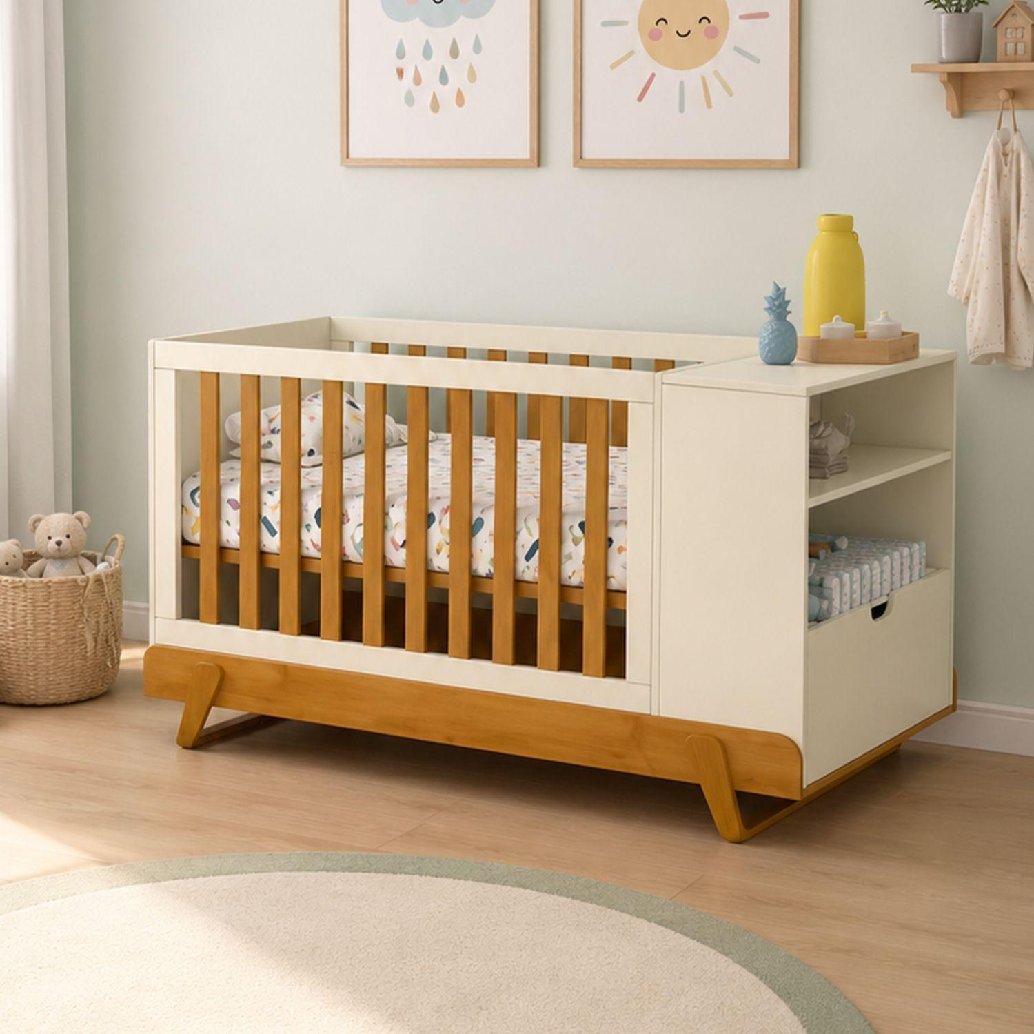 Cuna Multifuncional Bebé Con Cómoda Maxx Miel Beige Eco Wood-6