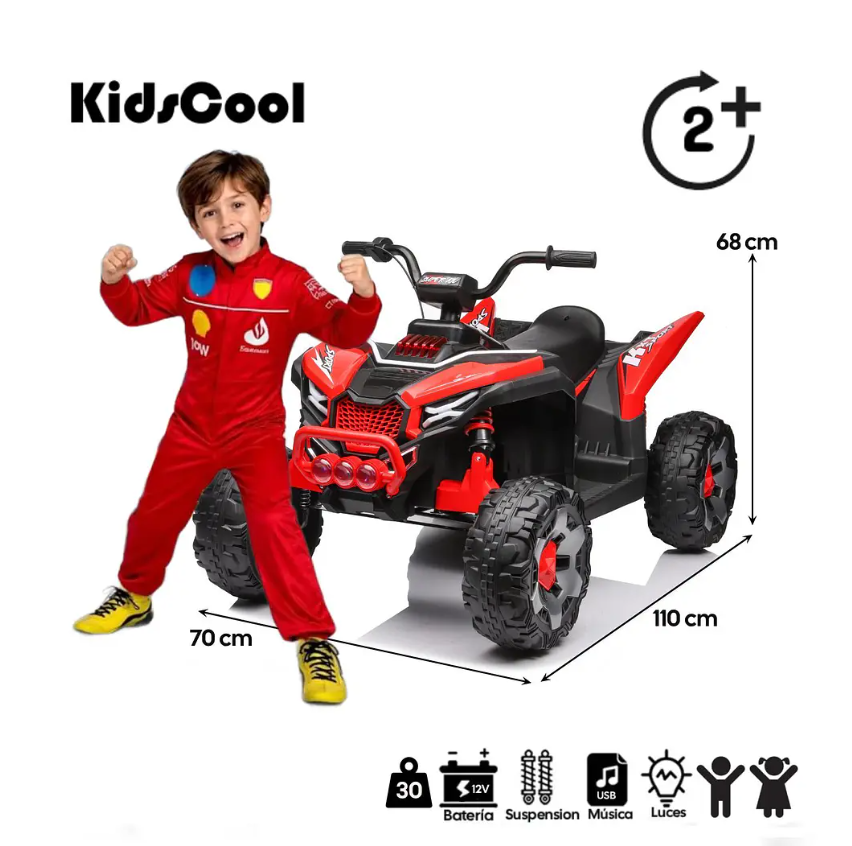 Cuatrimoto Eléctrica Infantil Monster ATV Kidscool Roja 12V 4x2 -4